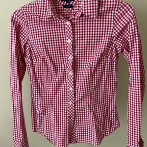 Tommy Hilfiger Red and White Plaid Shirt